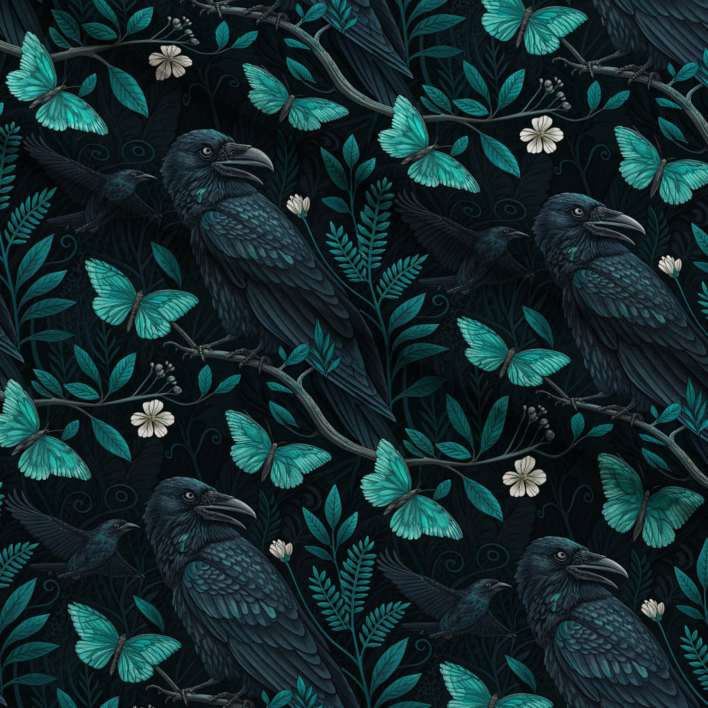 Twilight Rose Rookery Pattern 20 Fleece Fabric — fleece fabric folded close-up preview (mv-fleece-v1:lying)