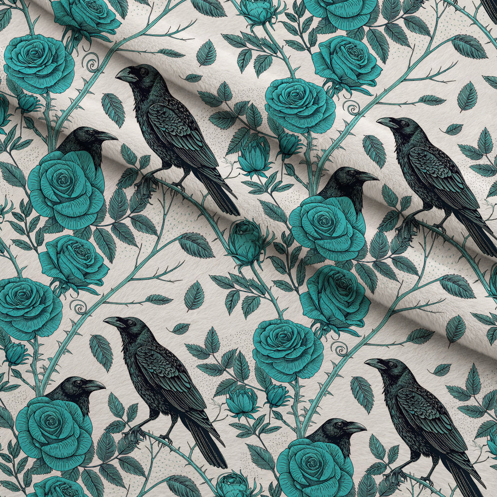 Twilight Rose Rookery Pattern 25 Fleece Fabric — fleece fabric folded close-up preview (mv-fleece-v1:lying)