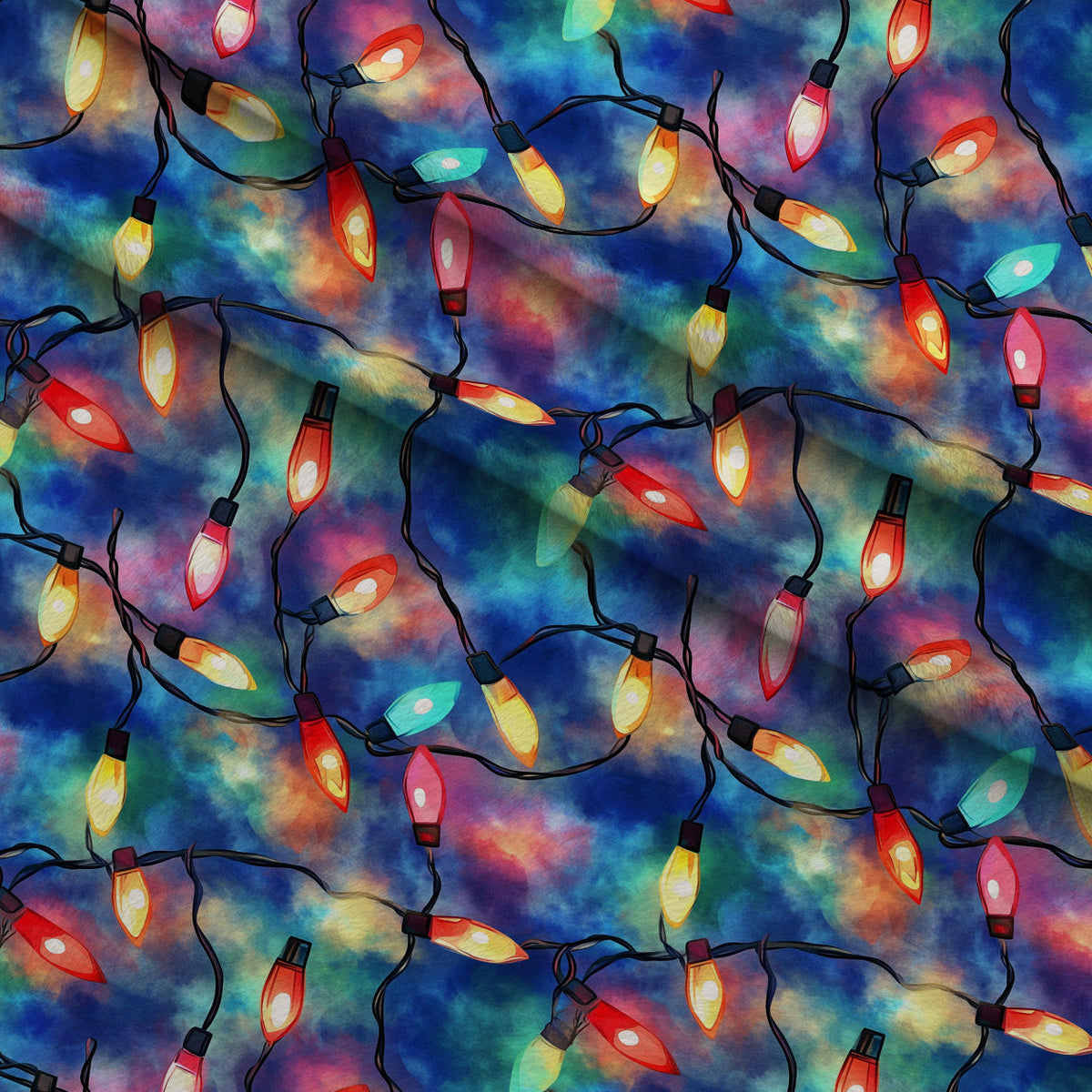 Twinkle Bulb Strings Pattern 2 Fleece Fabric — fleece fabric folded close-up preview (mv-fleece-v1:lying)