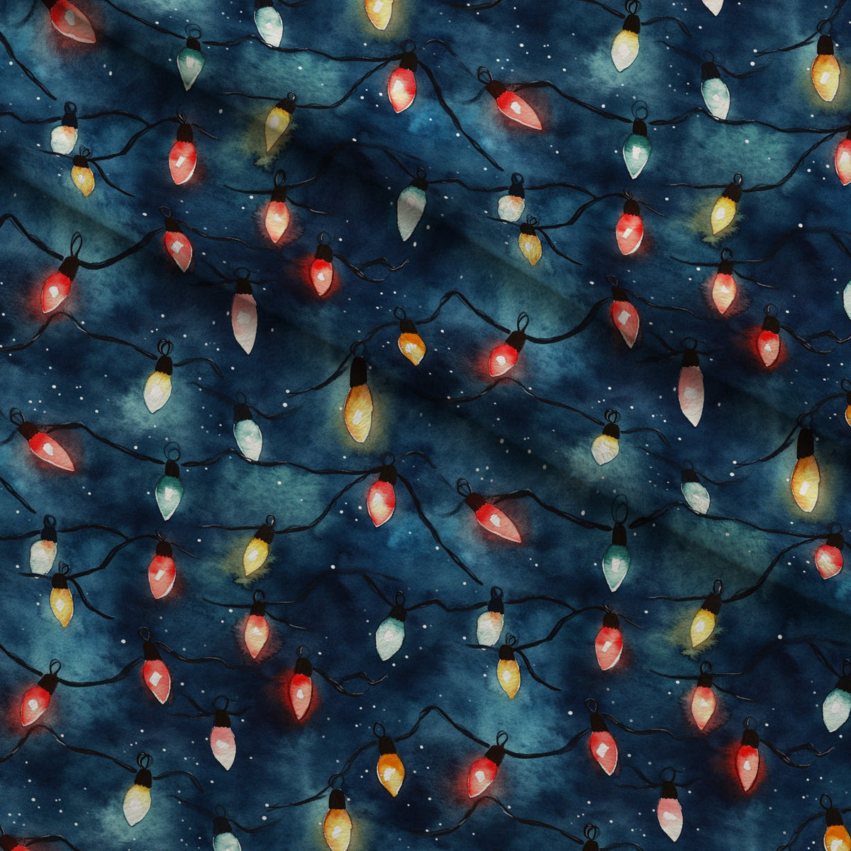 Twinkle Bulb Strings Pattern 4 Fleece Fabric — fleece fabric folded close-up preview (mv-fleece-v1:lying)