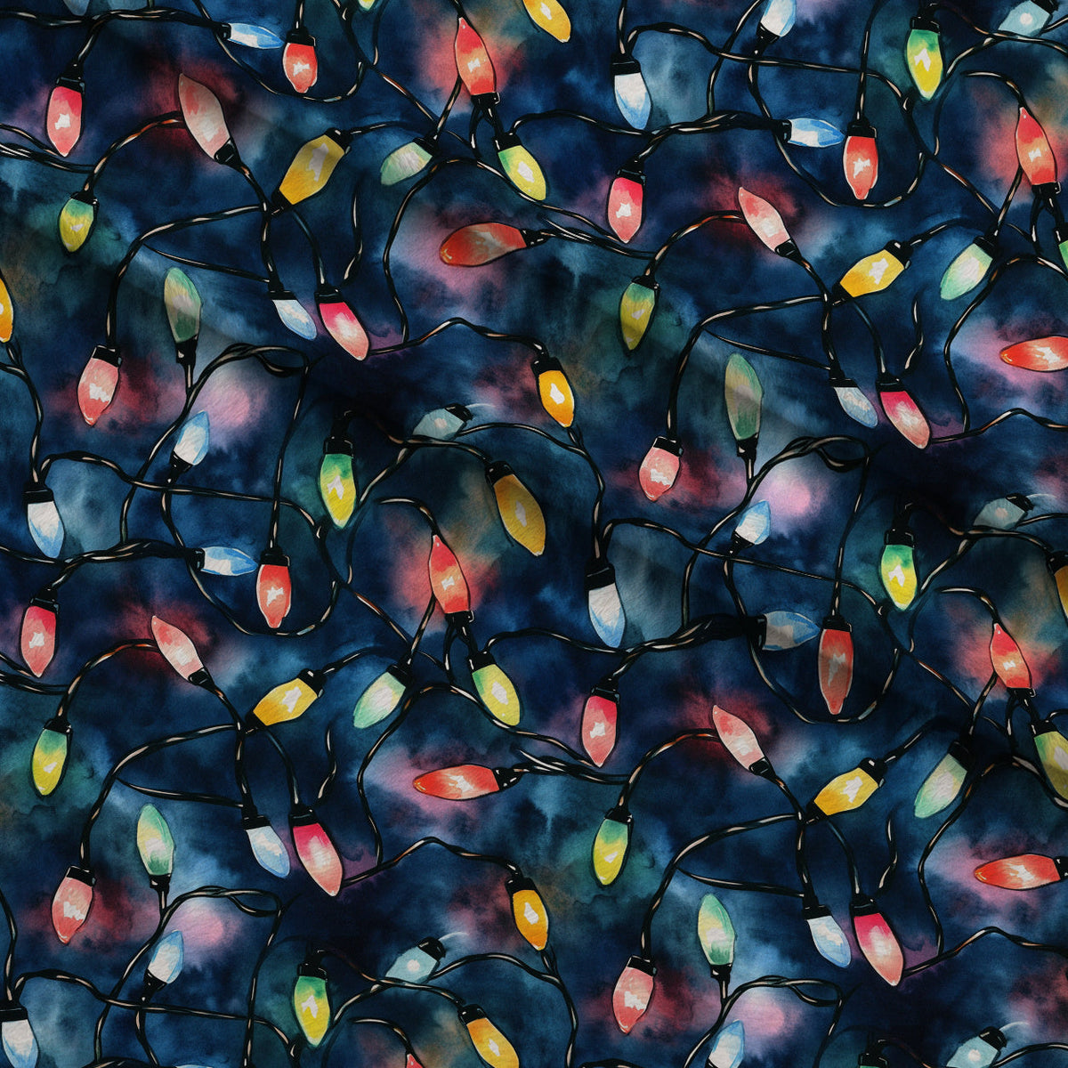 Twinkle Bulb Strings Pattern 6 Fleece Fabric — fleece fabric folded close-up preview (mv-fleece-v1:lying)