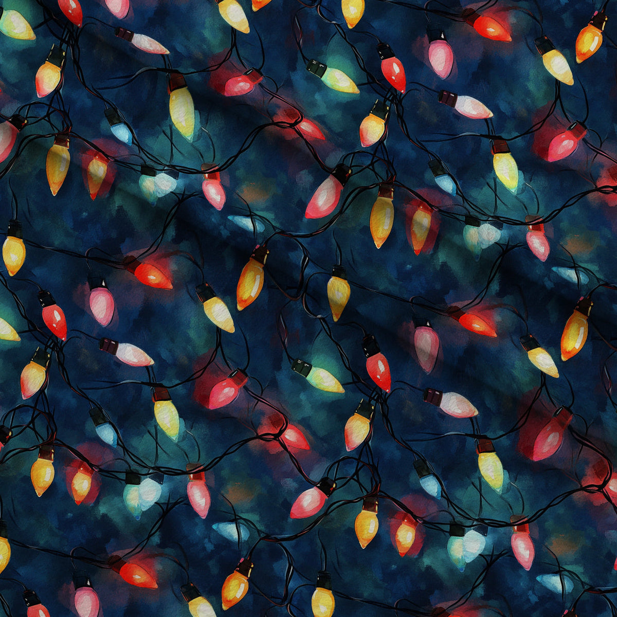 Twinkle Bulb Strings Pattern 7 Fleece Fabric — fleece fabric folded close-up preview (mv-fleece-v1:lying)