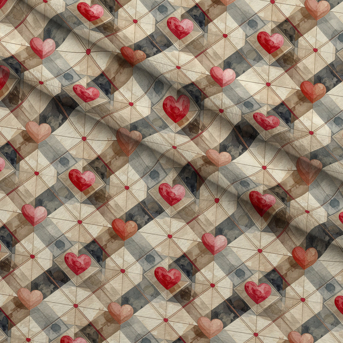 Valentine Plaid Pattern 1 Fleece Fabric — fleece fabric folded close-up preview (mv-fleece-v1:lying)