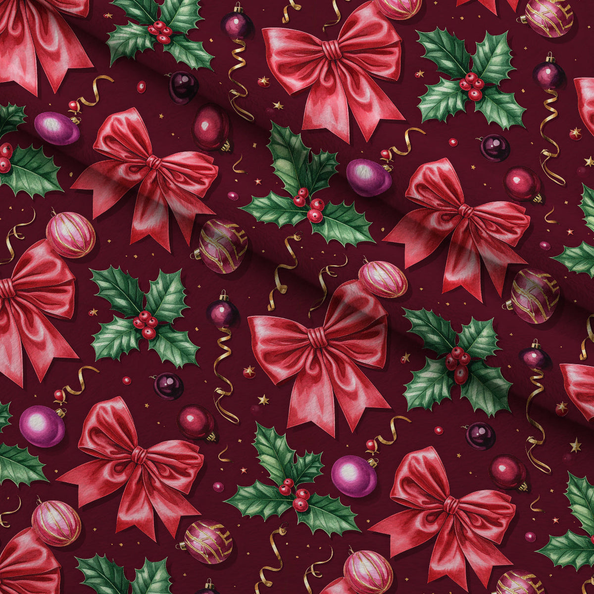 Velvet Noel Garden Pattern 11 Fleece Fabric — fleece fabric folded close-up preview (mv-fleece-v1:lying)