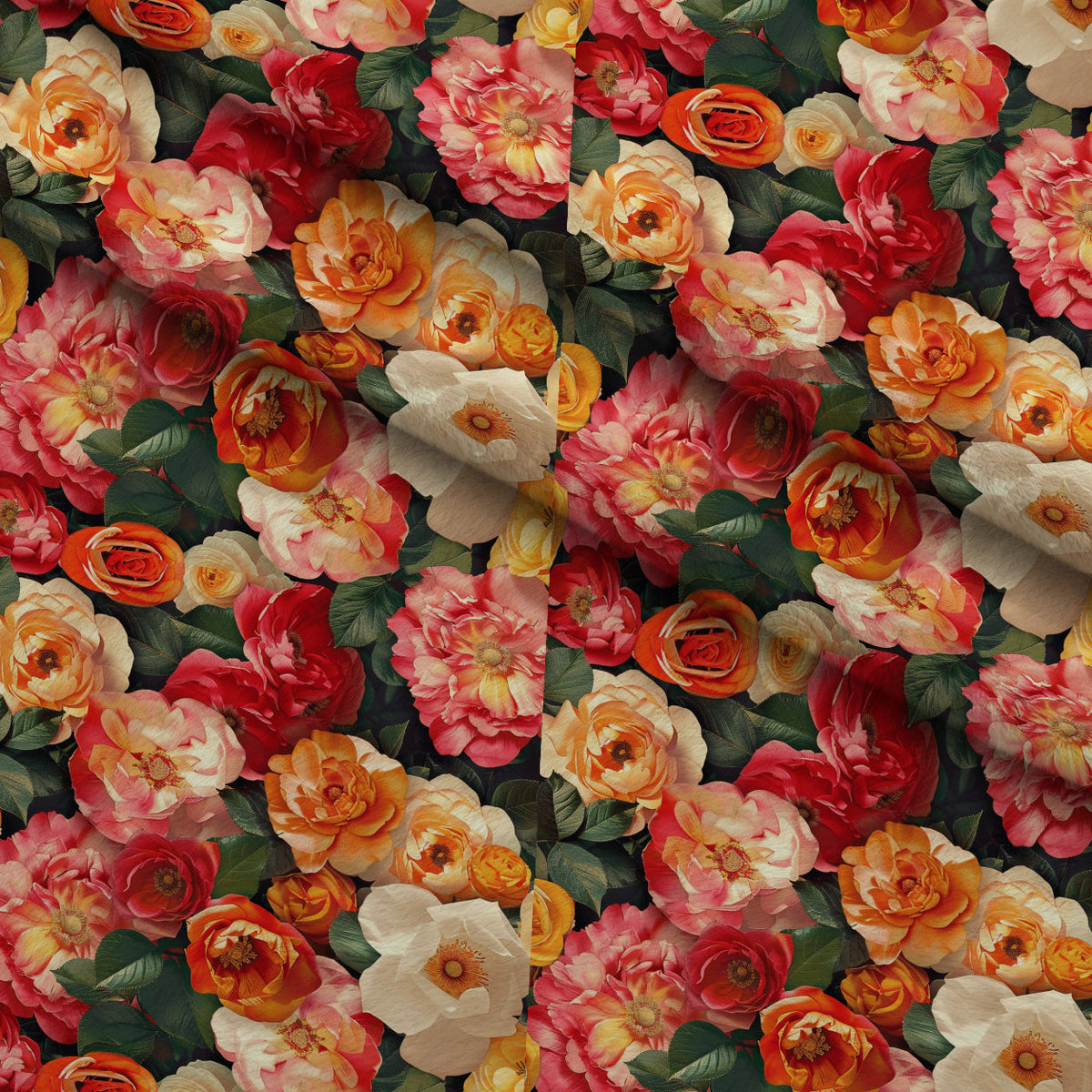 Velvet Rose Garden Pattern 8 Fleece Fabric — fleece fabric folded close-up preview (mv-fleece-v1:lying)