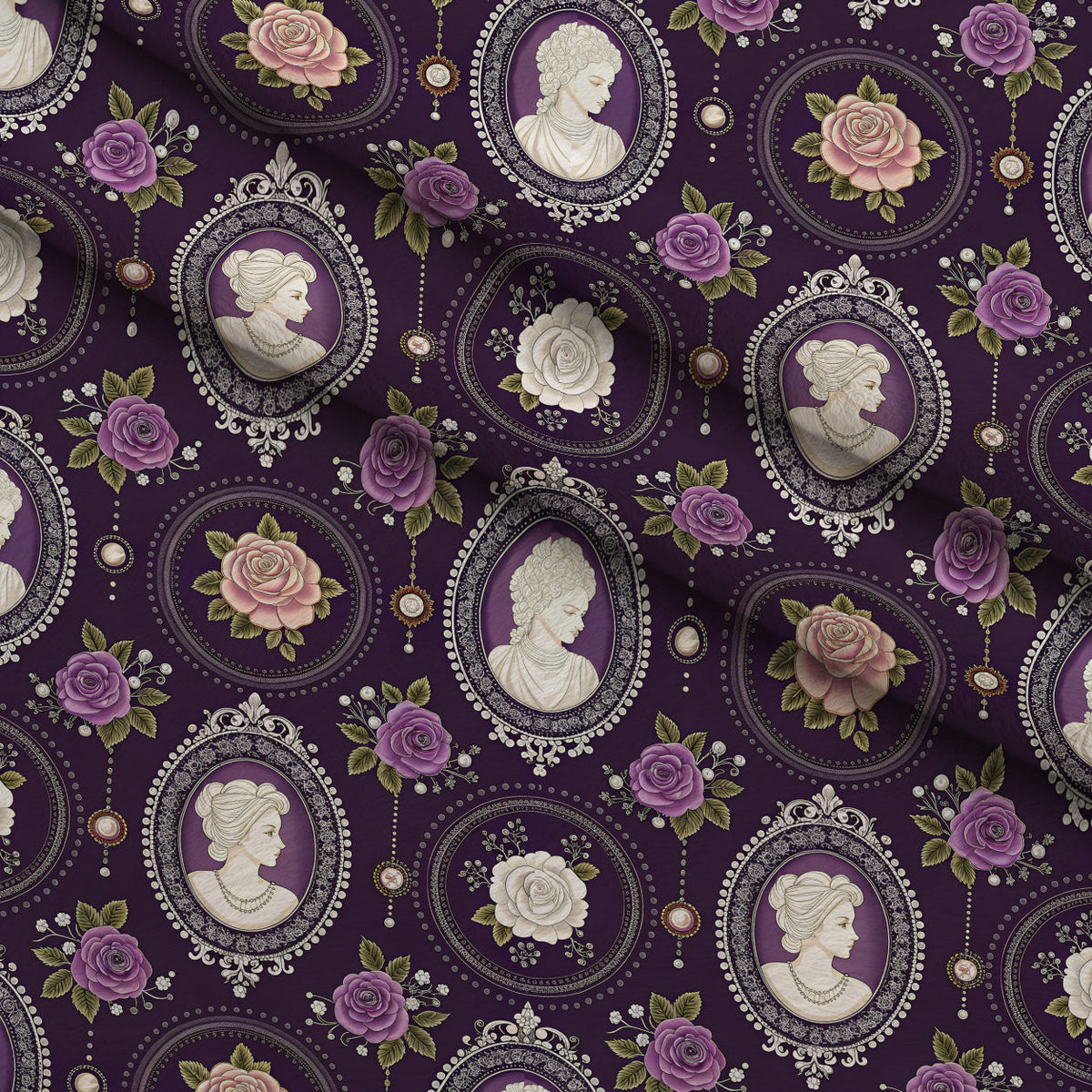 Velvet Rose Reverie Pattern 1 Fleece Fabric — fleece fabric folded close-up preview (mv-fleece-v1:lying)