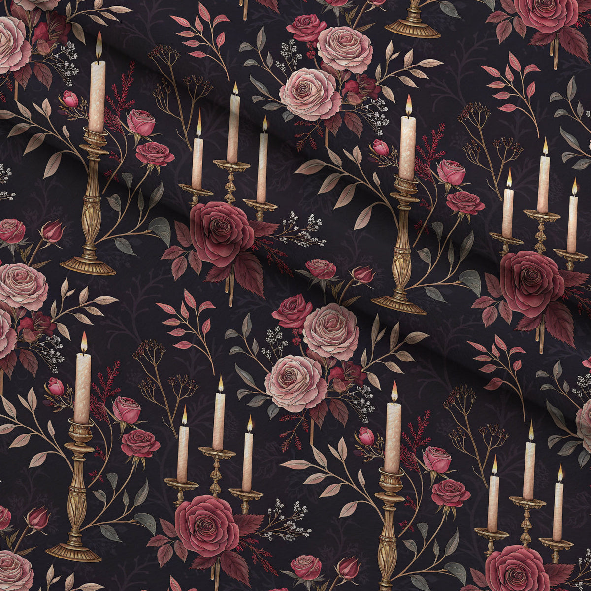 Velvet Rose Reverie Pattern 16 Fleece Fabric — fleece fabric folded close-up preview (mv-fleece-v1:lying)
