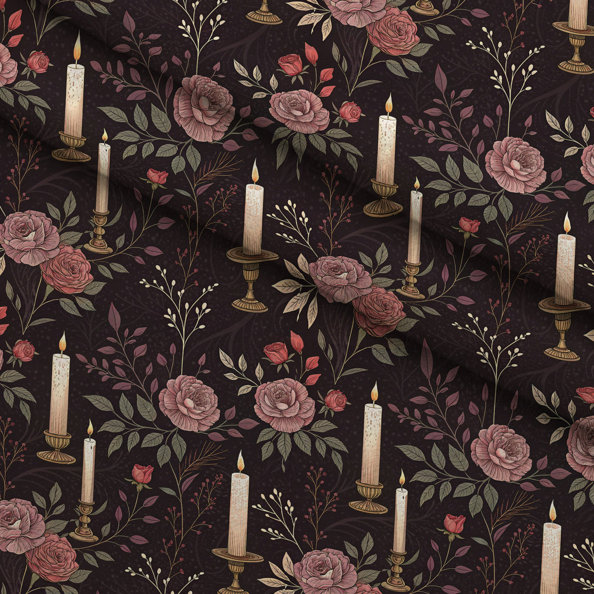 Velvet Rose Reverie Pattern 17 Fleece Fabric — fleece fabric folded close-up preview (mv-fleece-v1:lying)