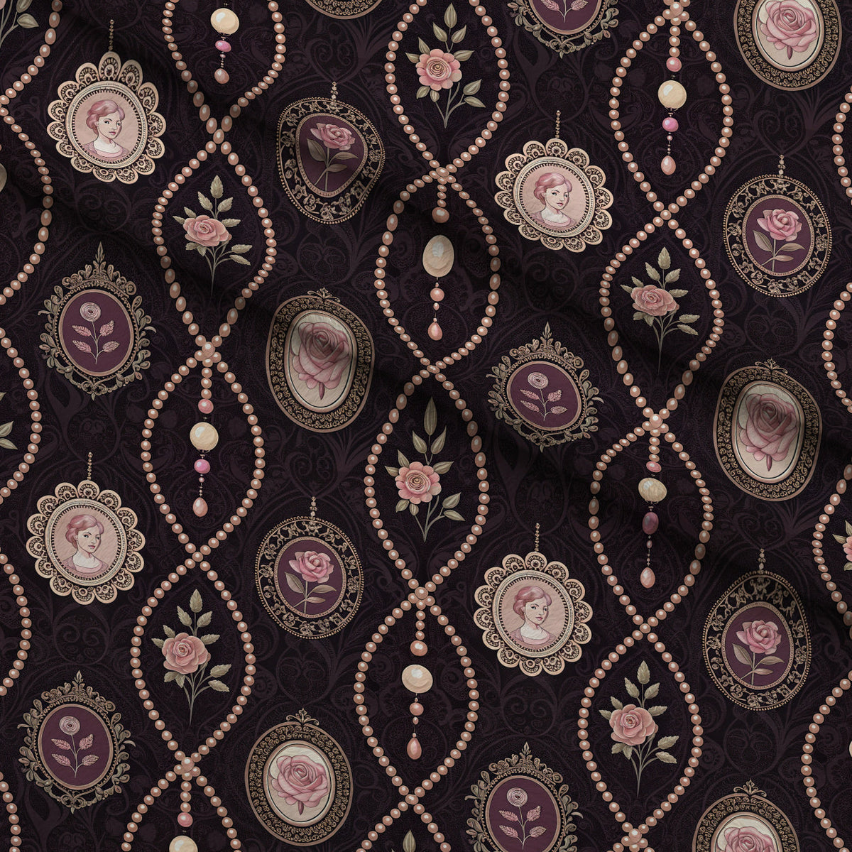 Velvet Rose Reverie Pattern 23 Fleece Fabric — fleece fabric folded close-up preview (mv-fleece-v1:lying)