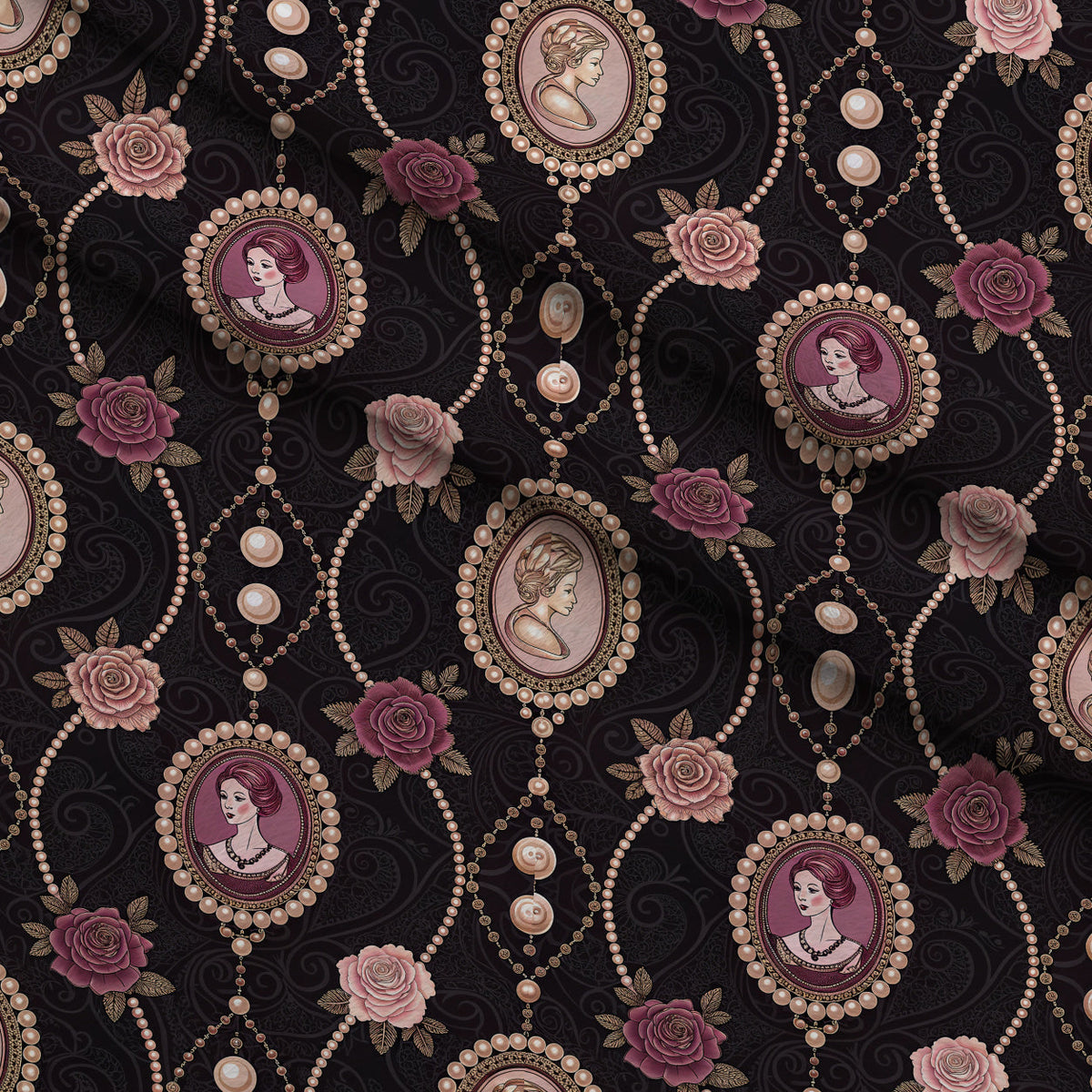 Velvet Rose Reverie Pattern 24 Fleece Fabric — fleece fabric folded close-up preview (mv-fleece-v1:lying)