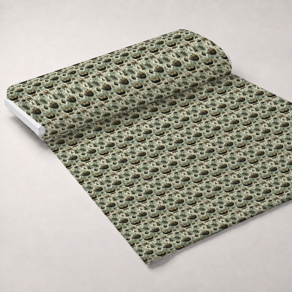 Victorian Aeronaut Pattern 1 Fleece Fabric — fleece fabric unrolled bolt preview (mv-fleece-v1:bolt)