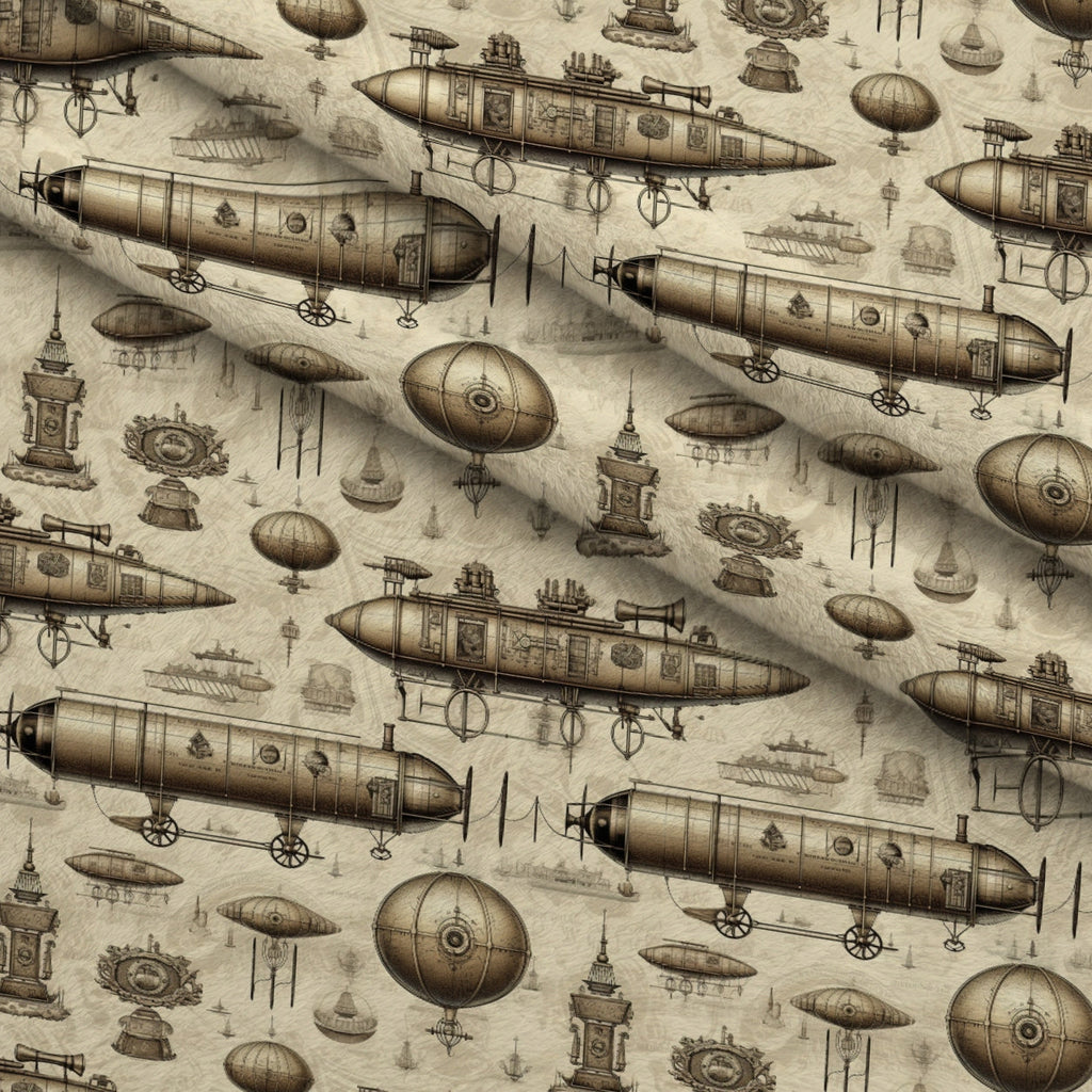 Victorian Aeronaut Pattern 3 Fleece Fabric — fleece fabric folded close-up preview (mv-fleece-v1:lying)