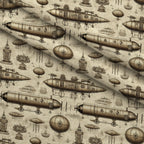 Victorian Aeronaut Pattern 3 Fleece Fabric — fleece fabric folded close-up preview (mv-fleece-v1:lying)