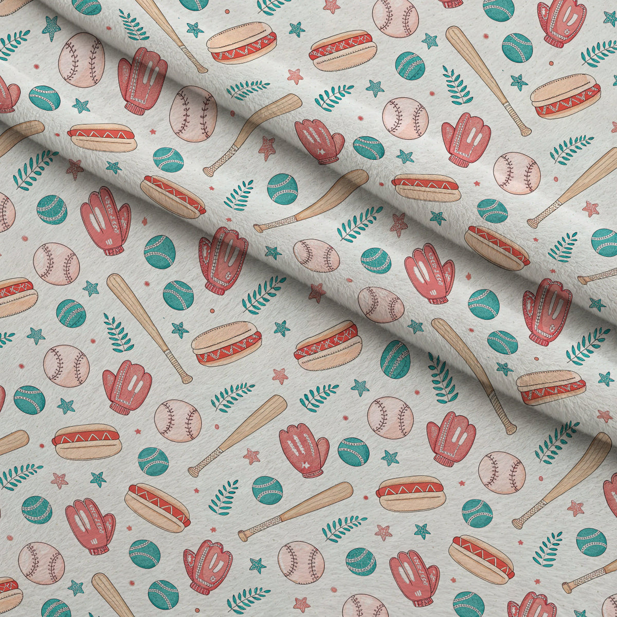 Vintage Ballpark Pattern 20 Fleece Fabric — fleece fabric folded close-up preview (mv-fleece-v1:lying)