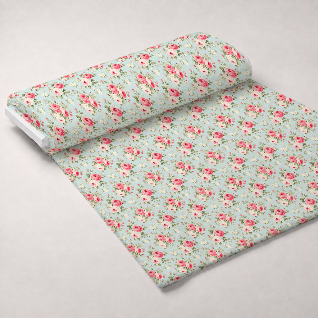 Vintage Blush Blooms Pattern 10 Fleece Fabric — fleece fabric unrolled bolt preview (mv-fleece-v1:bolt)
