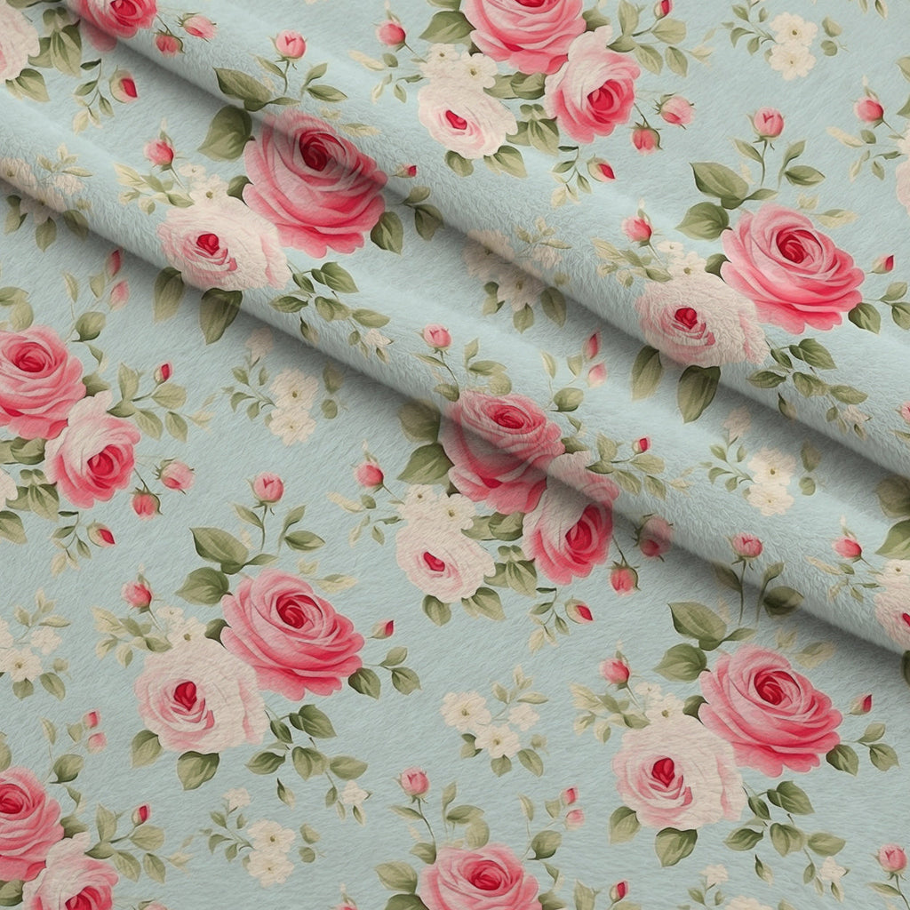 Vintage Blush Blooms Pattern 10 Fleece Fabric — fleece fabric folded close-up preview (mv-fleece-v1:lying)
