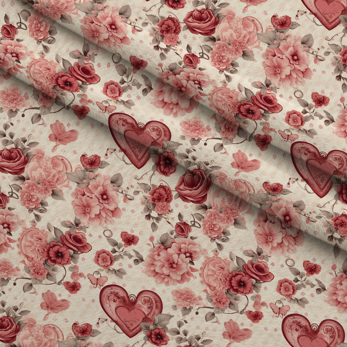 Vintage Valentines Day Pattern 18 Fleece Fabric — fleece fabric folded close-up preview (mv-fleece-v1:lying)