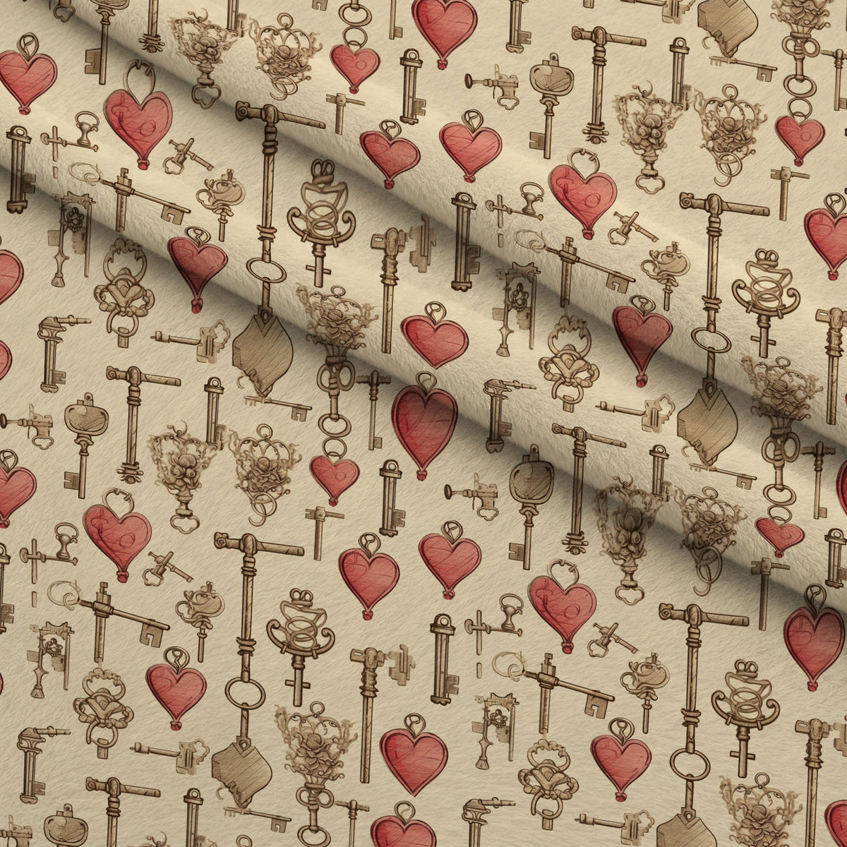 Vintage Valentines Day Pattern 22 Fleece Fabric — fleece fabric folded close-up preview (mv-fleece-v1:lying)