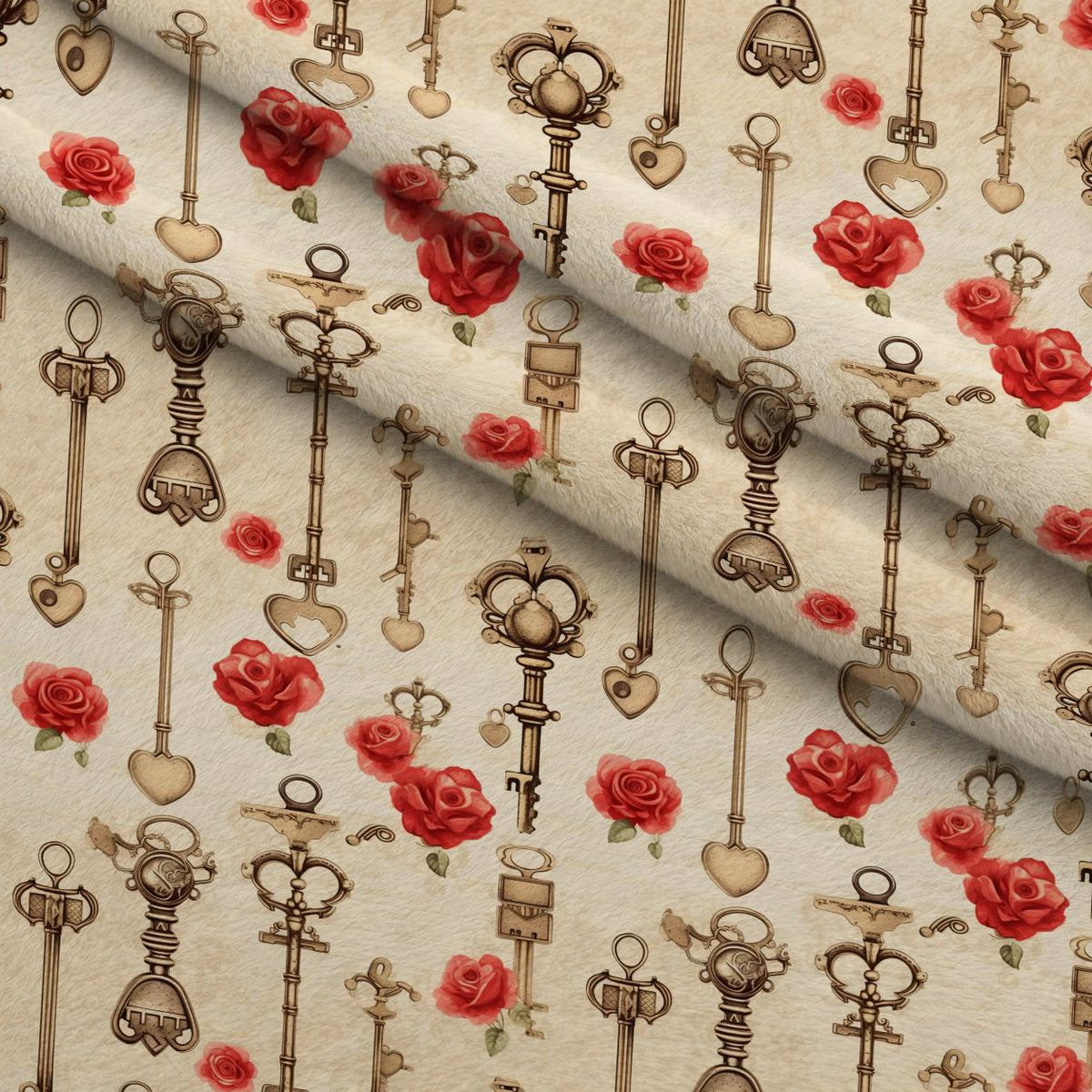 Vintage Valentines Day Pattern 24 Fleece Fabric — fleece fabric folded close-up preview (mv-fleece-v1:lying)