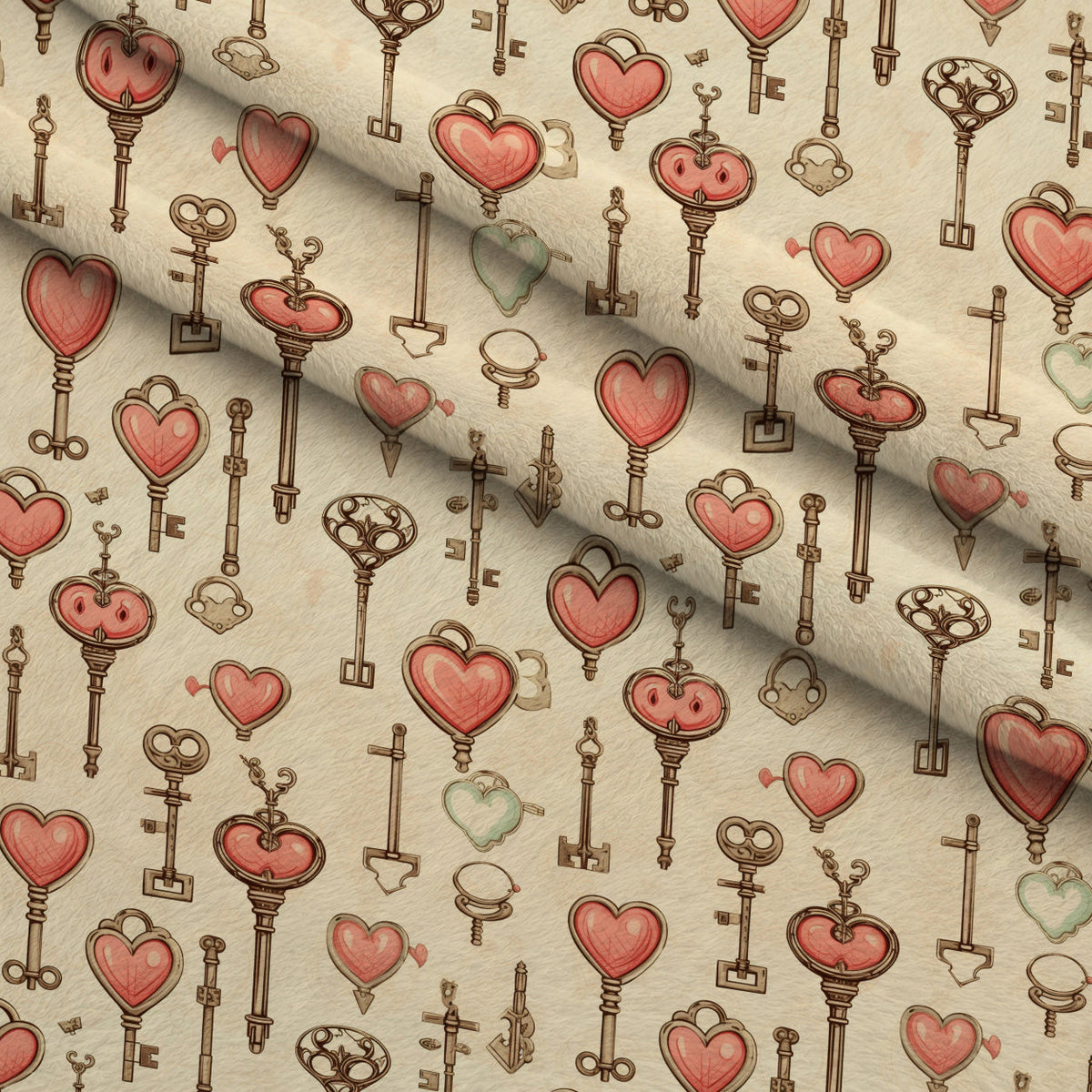 Vintage Valentines Day Pattern 25 Fleece Fabric — fleece fabric folded close-up preview (mv-fleece-v1:lying)