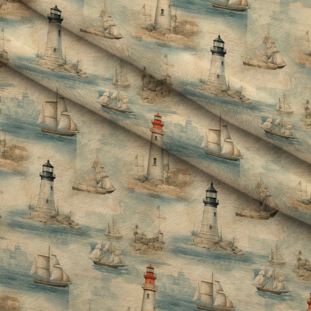 Vintage Voyage Pattern 4 Fleece Fabric — fleece fabric folded close-up preview (mv-fleece-v1:lying)