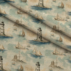 Vintage Voyage Pattern 7 Fleece Fabric — fleece fabric folded close-up preview (mv-fleece-v1:lying)
