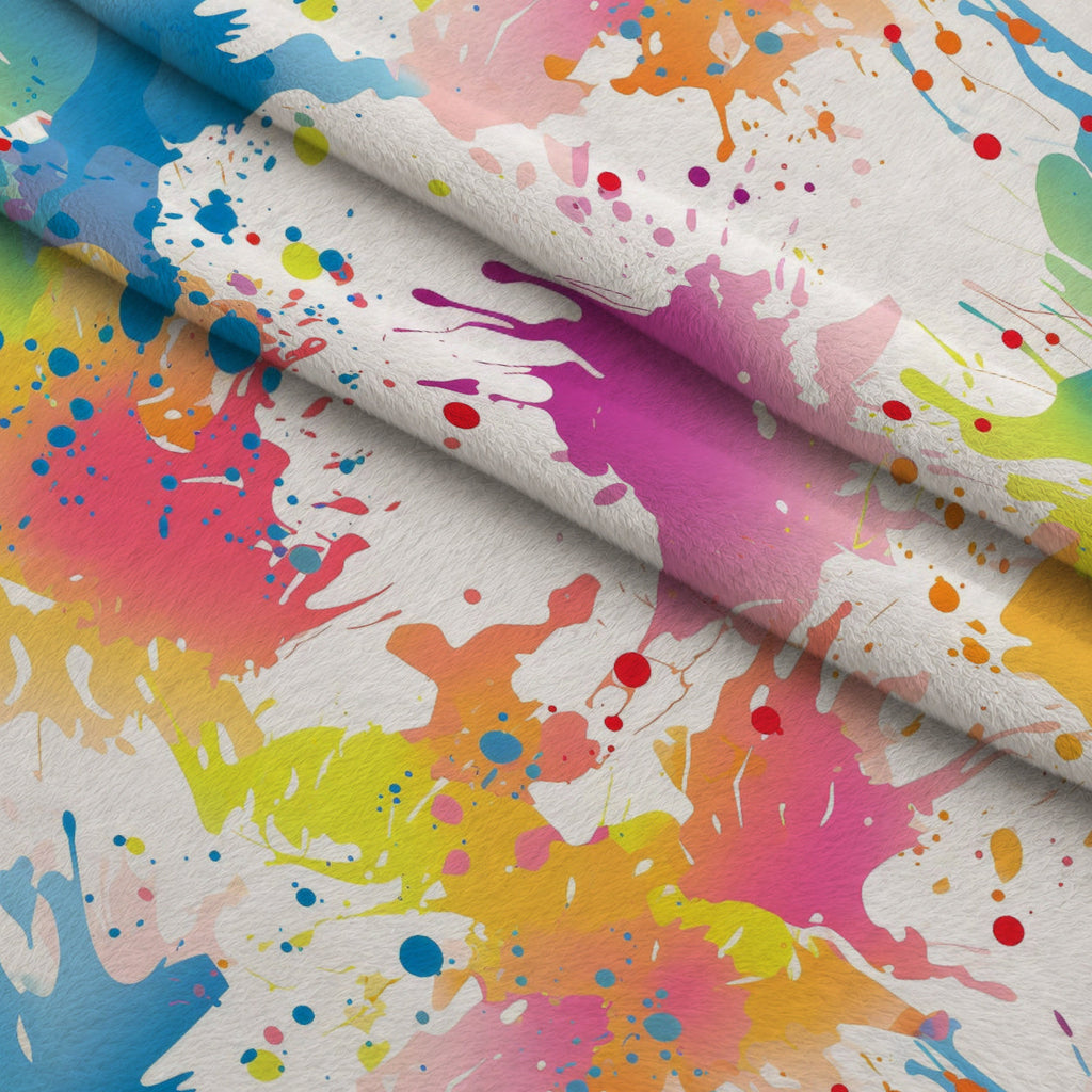 Vivid Splatter Pop Pattern 10 Fleece Fabric — fleece fabric folded close-up preview (mv-fleece-v1:lying)
