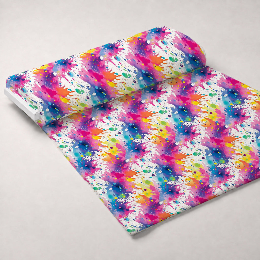 Vivid Splatter Pop Pattern 5 Fleece Fabric — fleece fabric unrolled bolt preview (mv-fleece-v1:bolt)
