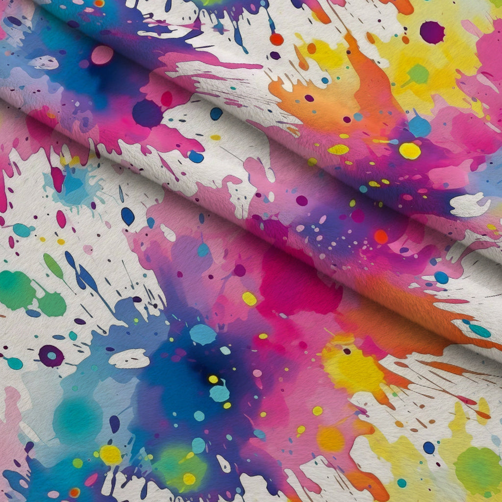 Vivid Splatter Pop Pattern 5 Fleece Fabric — fleece fabric folded close-up preview (mv-fleece-v1:lying)
