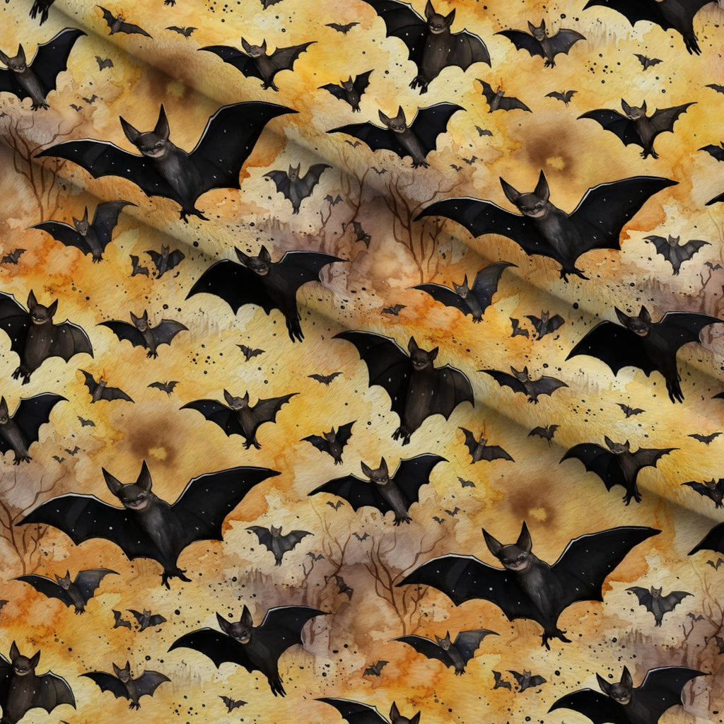 Watercolor Halloween Bats Pattern 12 Fleece Fabric — fleece fabric folded close-up preview (mv-fleece-v1:lying)