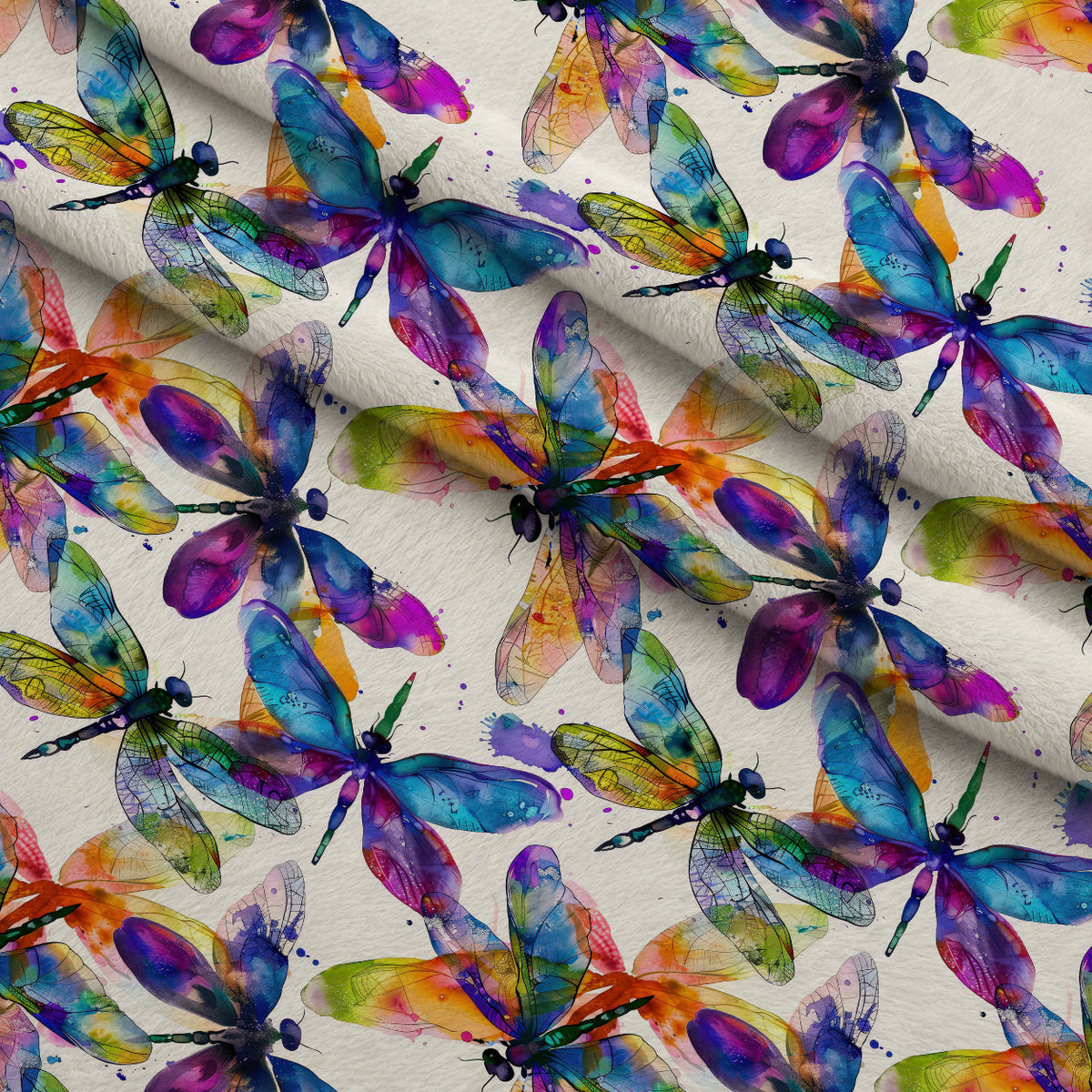 Watercolor Wings Pattern 2 Fleece Fabric — fleece fabric folded close-up preview (mv-fleece-v1:lying)