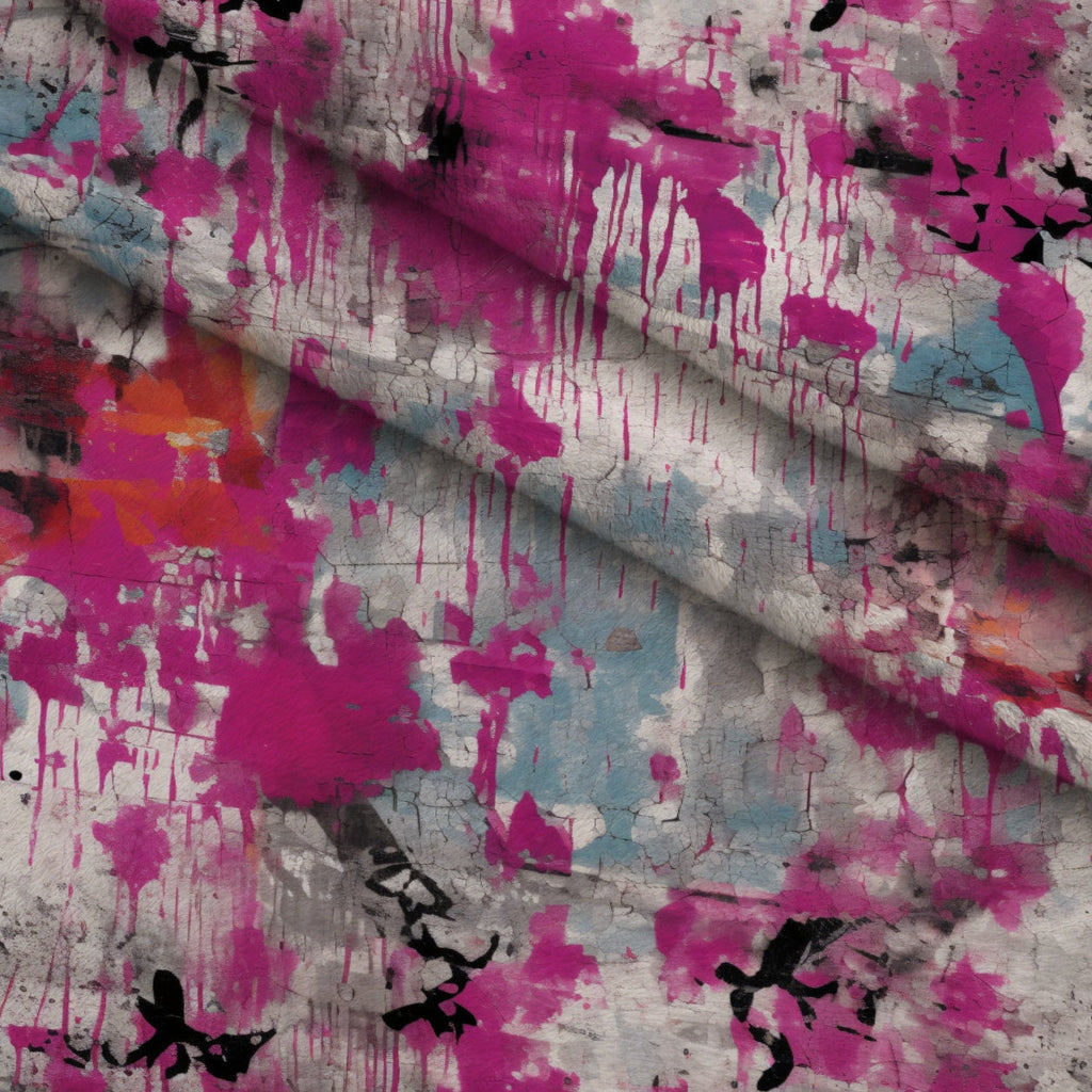 Weathered Blooms Pattern 11 Fleece Fabric — fleece fabric folded close-up preview (mv-fleece-v1:lying)
