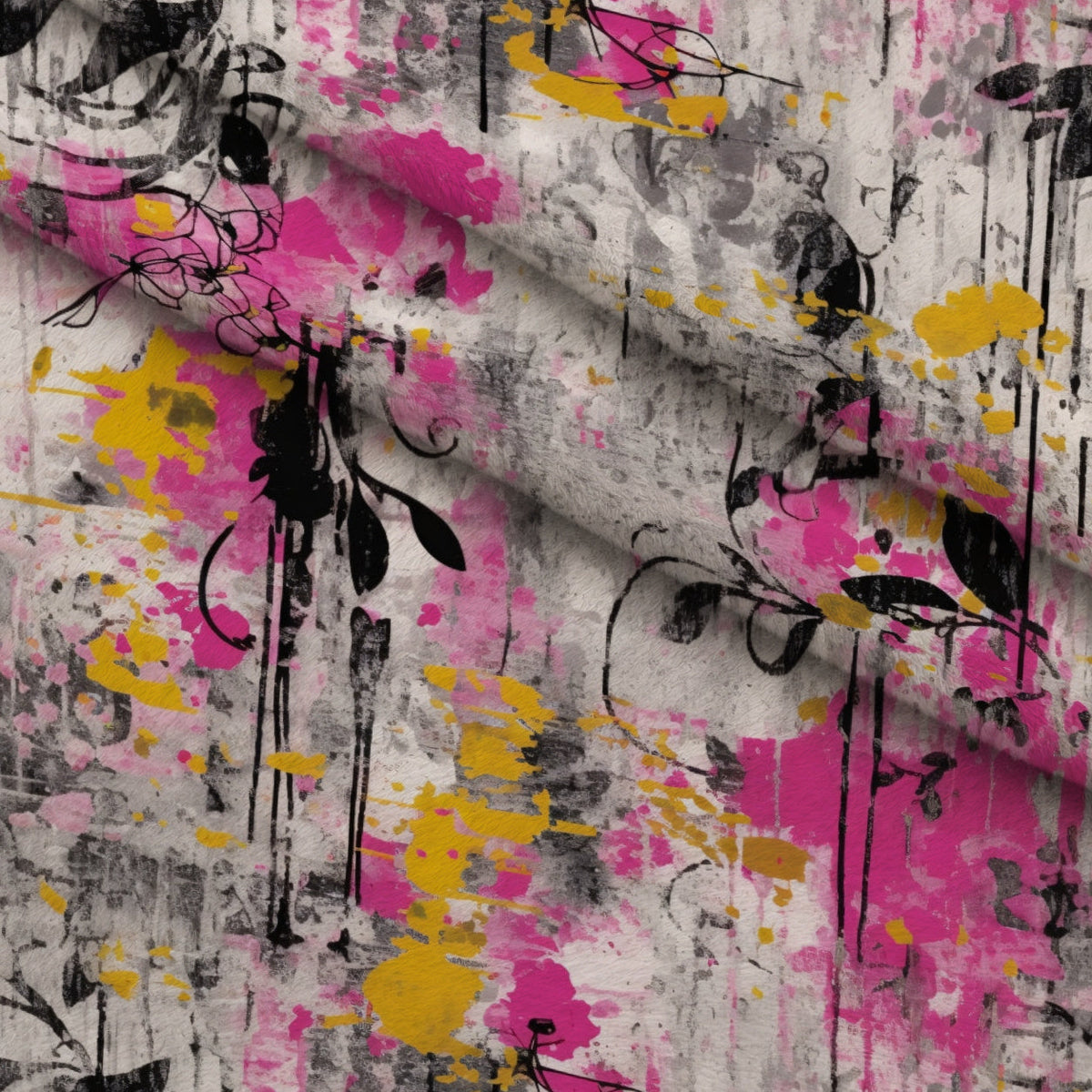 Weathered Blooms Pattern 14 Fleece Fabric — fleece fabric folded close-up preview (mv-fleece-v1:lying)
