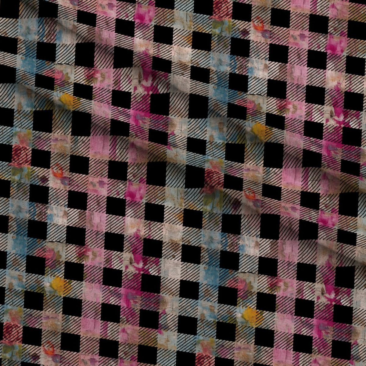 Weathered Blooms Pattern 28 Fleece Fabric — fleece fabric folded close-up preview (mv-fleece-v1:lying)