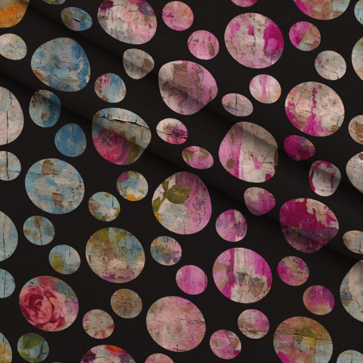 Weathered Blooms Pattern 36 Fleece Fabric — fleece fabric folded close-up preview (mv-fleece-v1:lying)