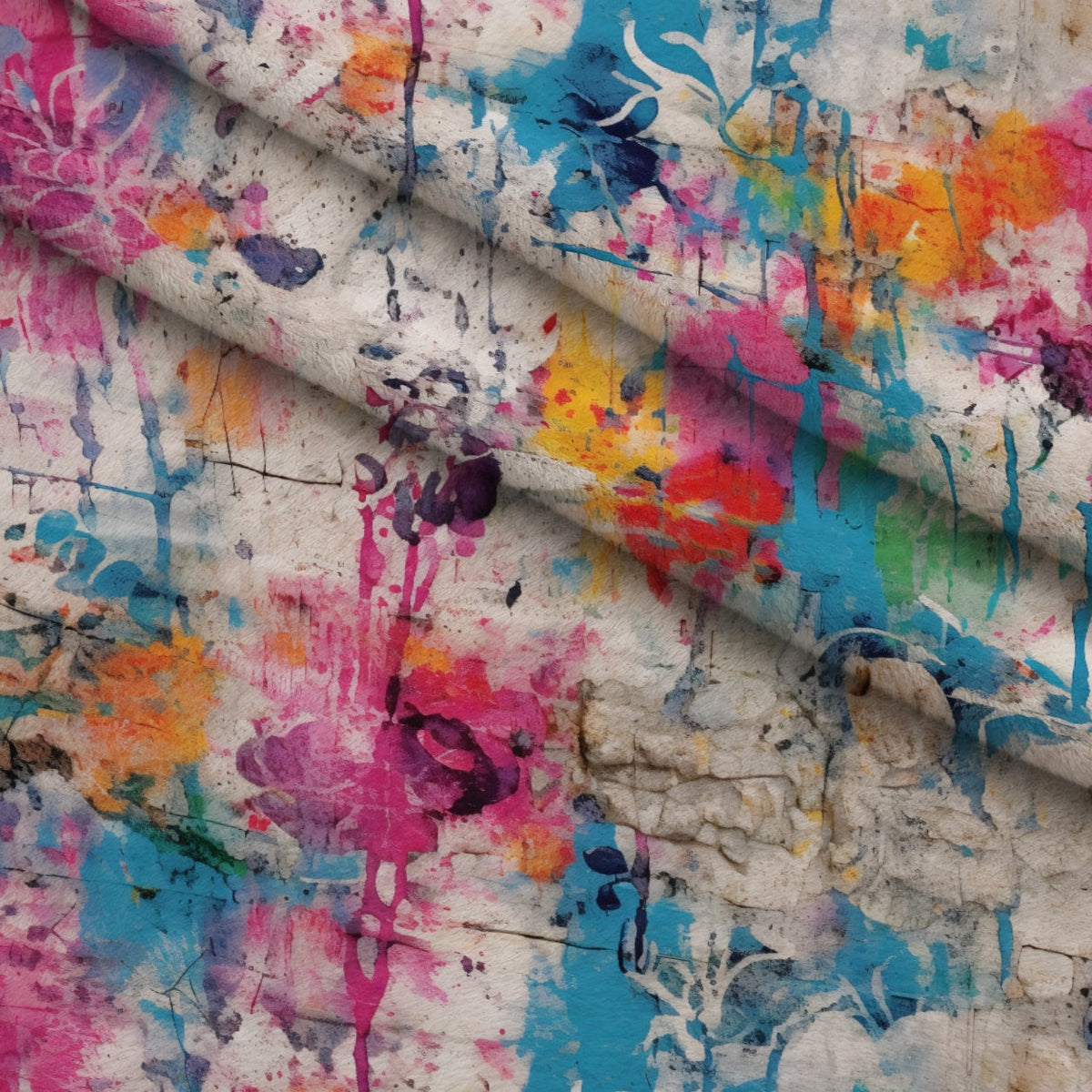 Weathered Blooms Pattern 9 Fleece Fabric — fleece fabric folded close-up preview (mv-fleece-v1:lying)