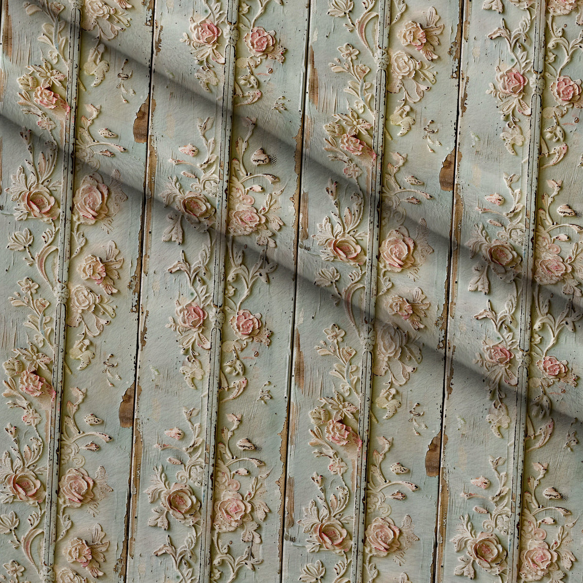 Weathered Filigree Pattern 1 Fleece Fabric — fleece fabric folded close-up preview (mv-fleece-v1:lying)