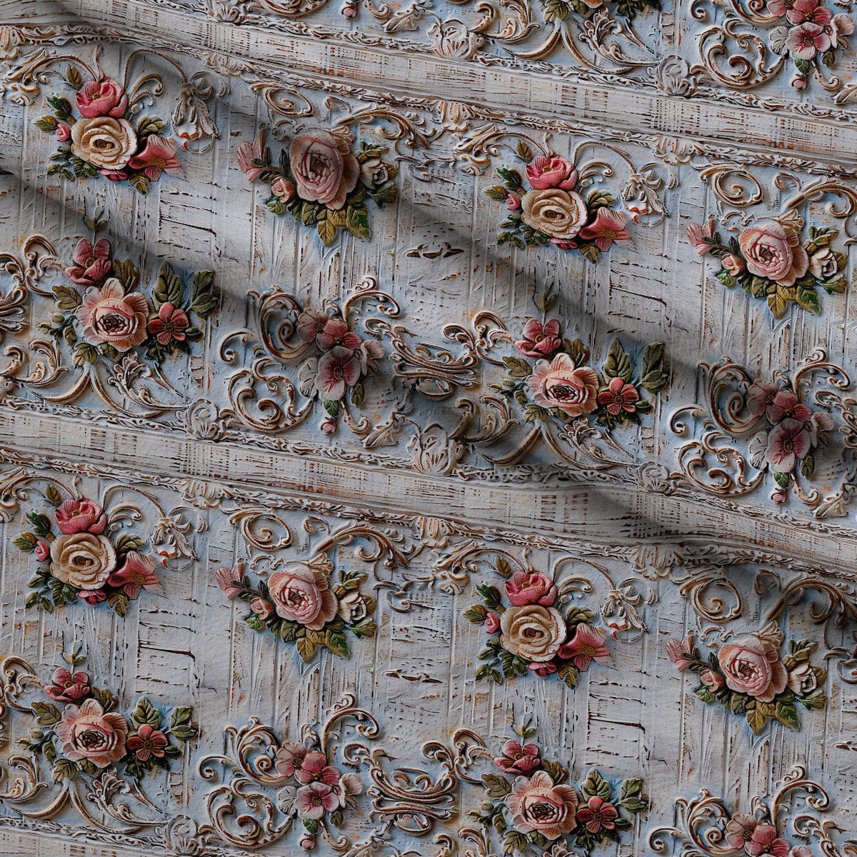 Weathered Filigree Pattern 10 Fleece Fabric — fleece fabric folded close-up preview (mv-fleece-v1:lying)