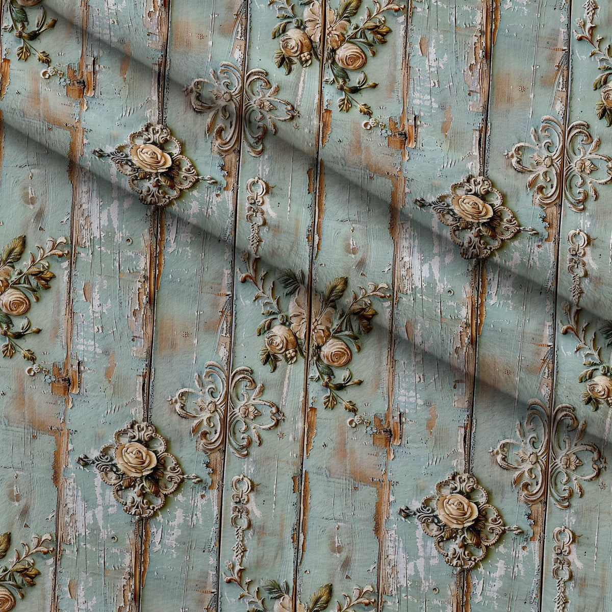 Weathered Filigree Pattern 16 Fleece Fabric — fleece fabric folded close-up preview (mv-fleece-v1:lying)
