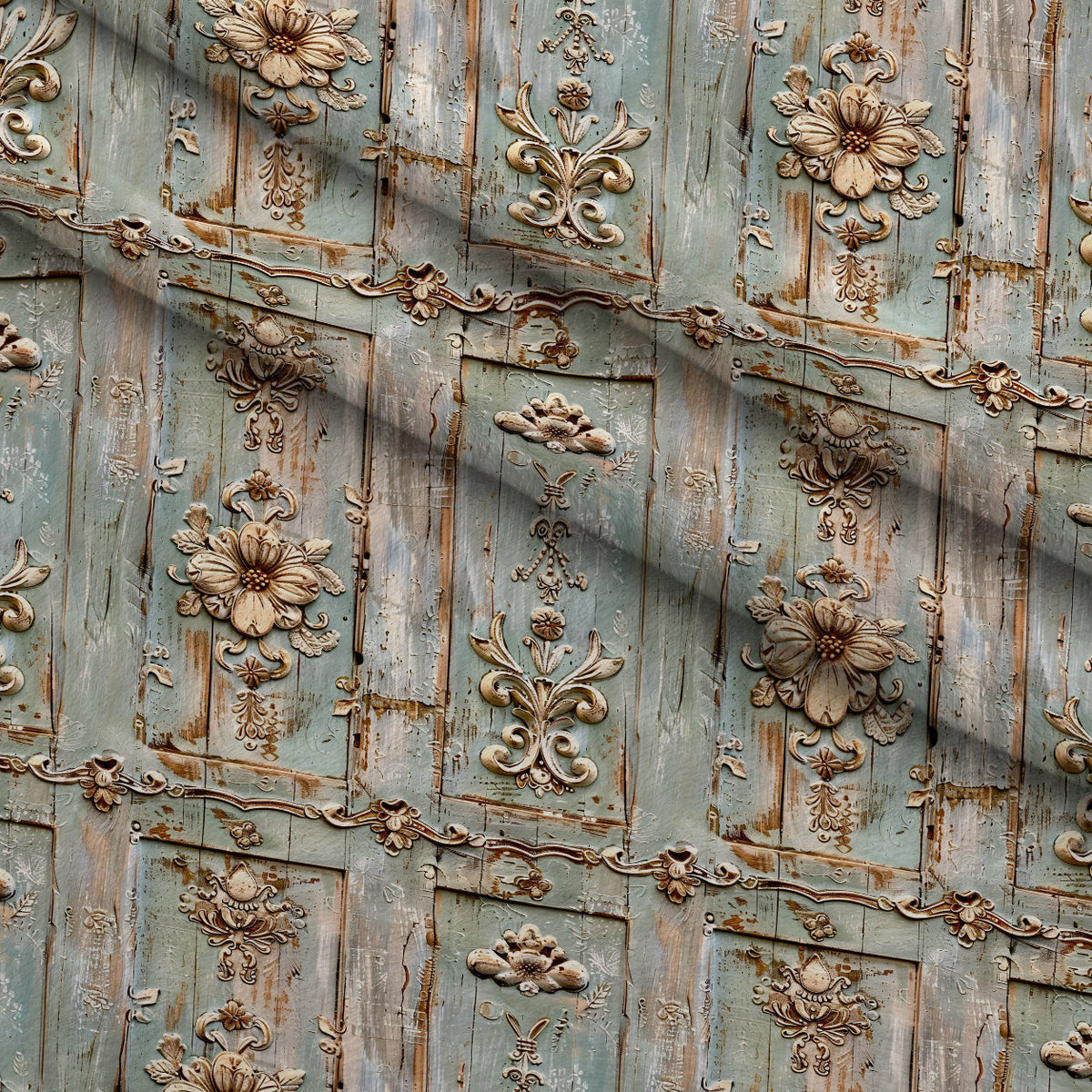 Weathered Filigree Pattern 18 Fleece Fabric — fleece fabric folded close-up preview (mv-fleece-v1:lying)