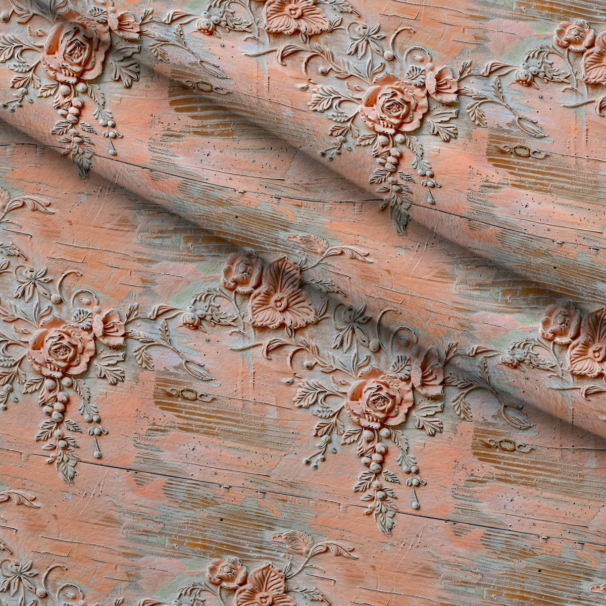 Weathered Filigree Pattern 2 Fleece Fabric — fleece fabric folded close-up preview (mv-fleece-v1:lying)