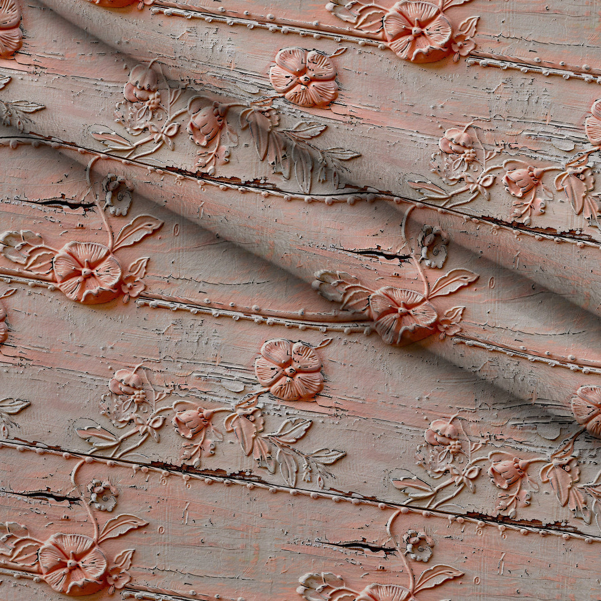 Weathered Filigree Pattern 3 Fleece Fabric — fleece fabric folded close-up preview (mv-fleece-v1:lying)