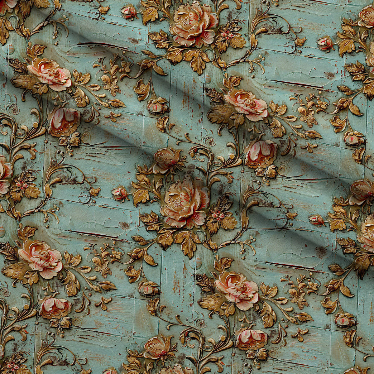 Weathered Filigree Pattern 5 Fleece Fabric — fleece fabric folded close-up preview (mv-fleece-v1:lying)