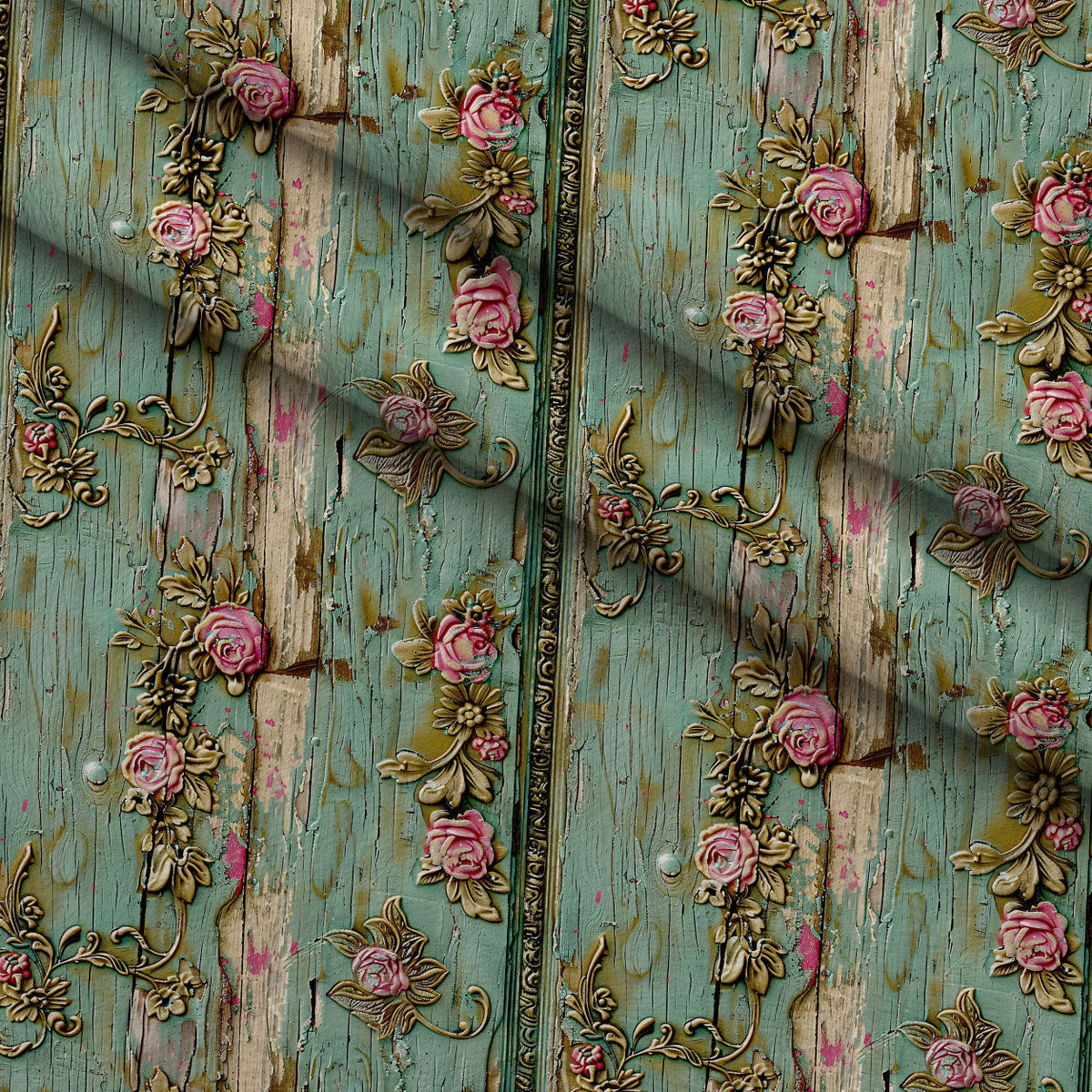 Weathered Filigree Pattern 9 Fleece Fabric — fleece fabric folded close-up preview (mv-fleece-v1:lying)