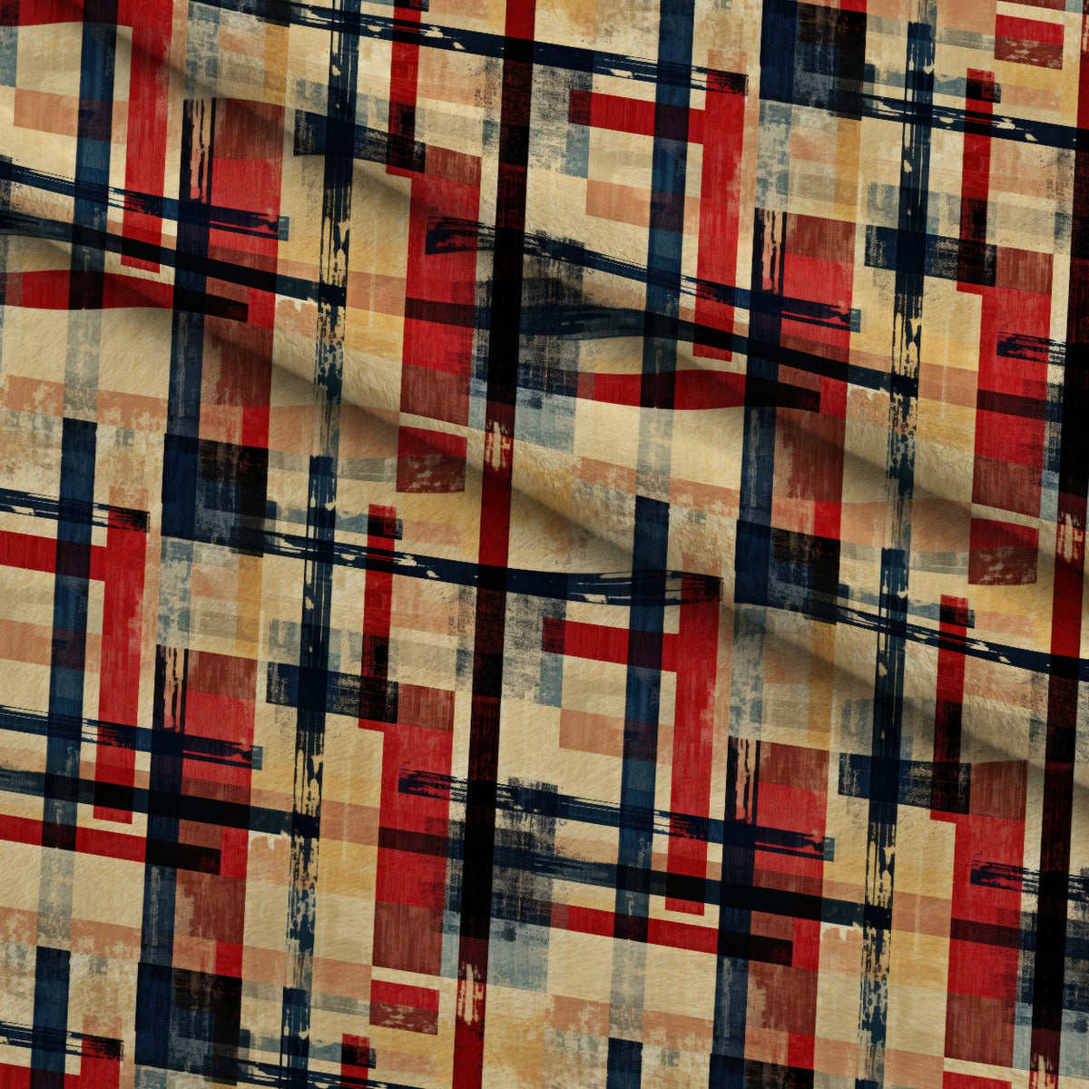 Weathered Tartan Pattern 1 Fleece Fabric — fleece fabric folded close-up preview (mv-fleece-v1:lying)