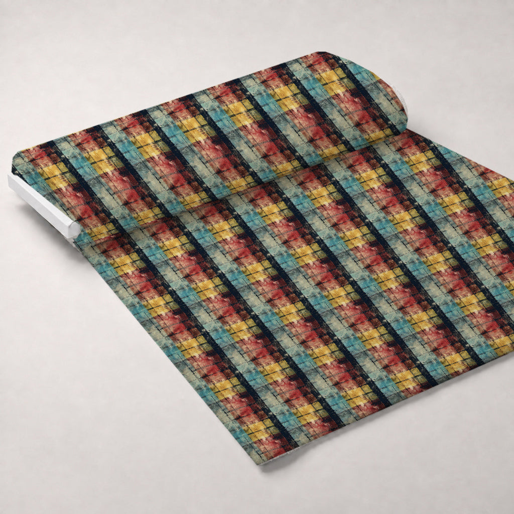 Weathered Tartan Pattern 11 Fleece Fabric — fleece fabric unrolled bolt preview (mv-fleece-v1:bolt)