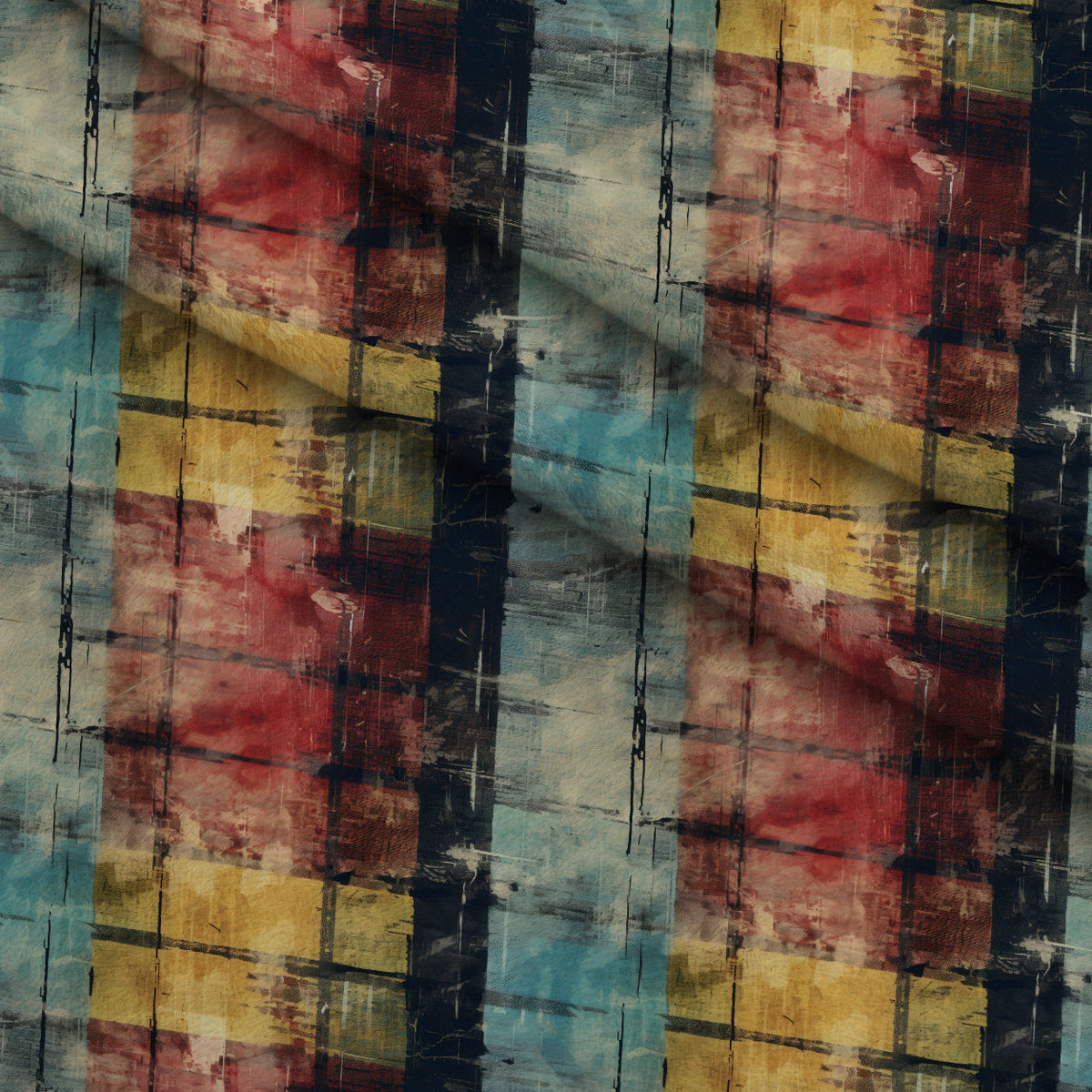 Weathered Tartan Pattern 11 Fleece Fabric — fleece fabric folded close-up preview (mv-fleece-v1:lying)