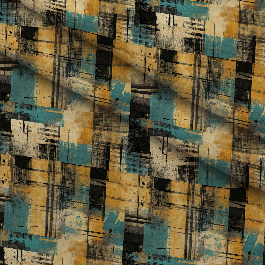 Weathered Tartan Pattern 12 Fleece Fabric — fleece fabric folded close-up preview (mv-fleece-v1:lying)