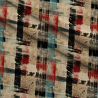 Weathered Tartan Pattern 2 Fleece Fabric — fleece fabric folded close-up preview (mv-fleece-v1:lying)