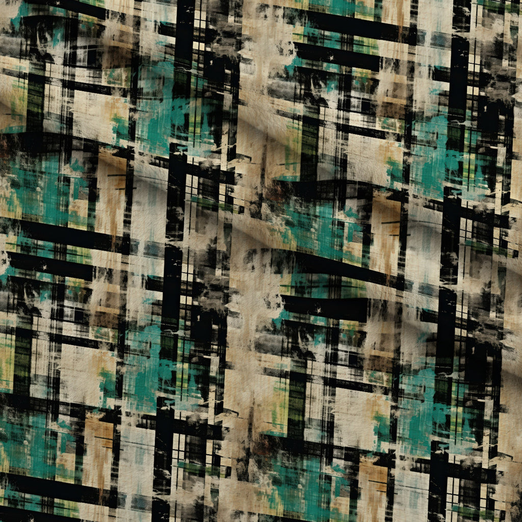Weathered Tartan Pattern 5 Fleece Fabric — fleece fabric folded close-up preview (mv-fleece-v1:lying)